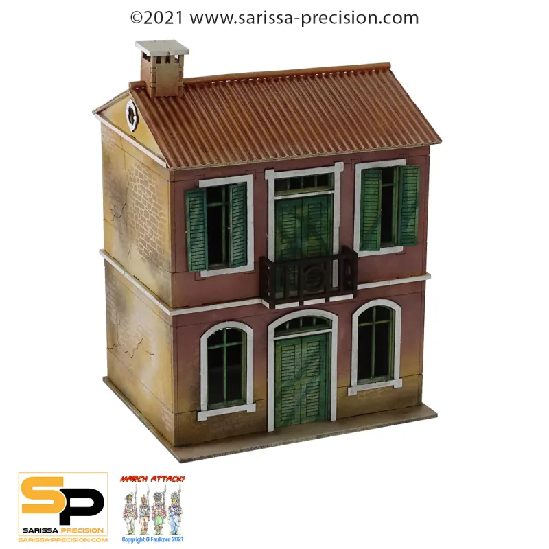 Mediterranean Broad House - 2 Floors Balcony and Pitched Roof