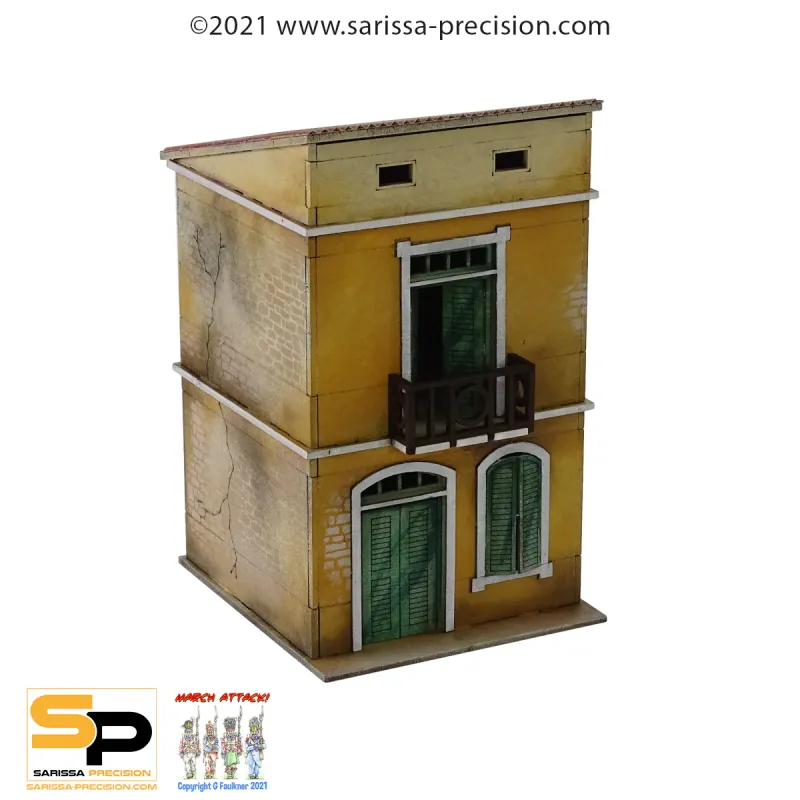 Mediterranean Compact House - 2 Floors Balcony and Sloped Roof