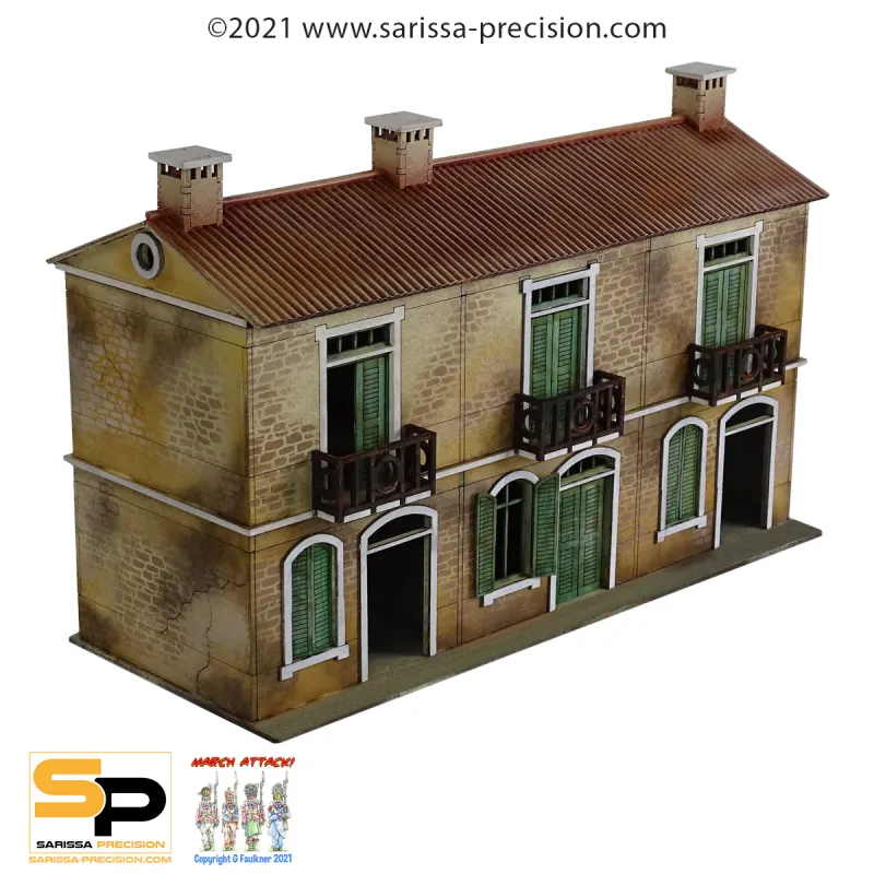 Mediterranean Terrace House - 2 Floors Balcony and Pitched Roof Storage Case