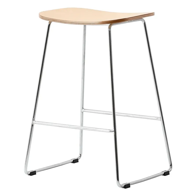 Melrose Cutting-edge Wood Counter Stool Chrome Frame