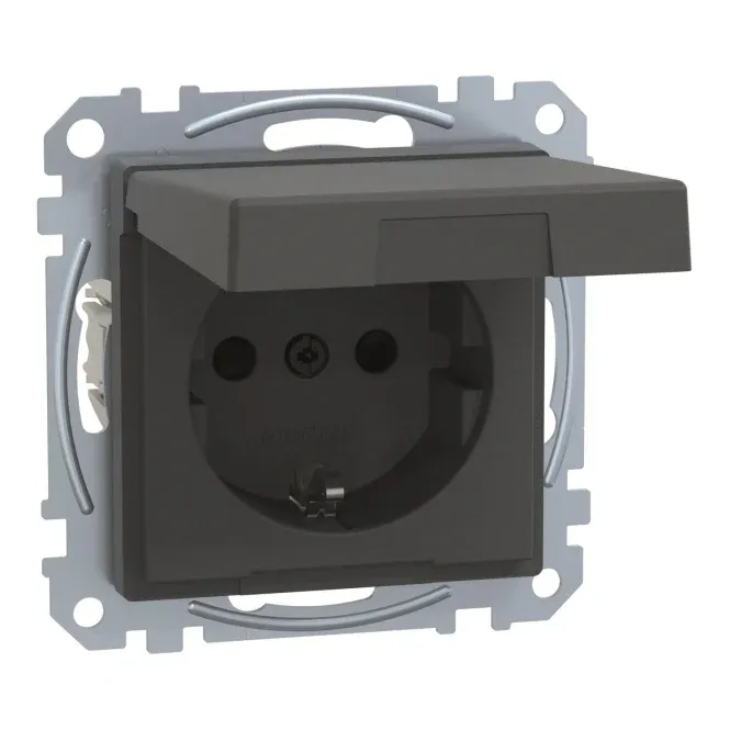 Merten SCHUKO-Steckdose BRS MEG2314-0414 Klappd. IP44 StK anthrazit System M