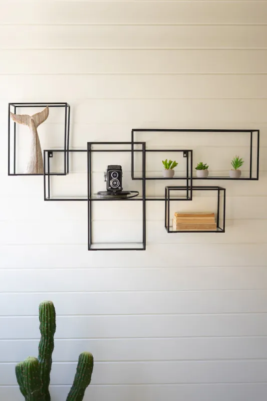 Metallic and glass cube shelf