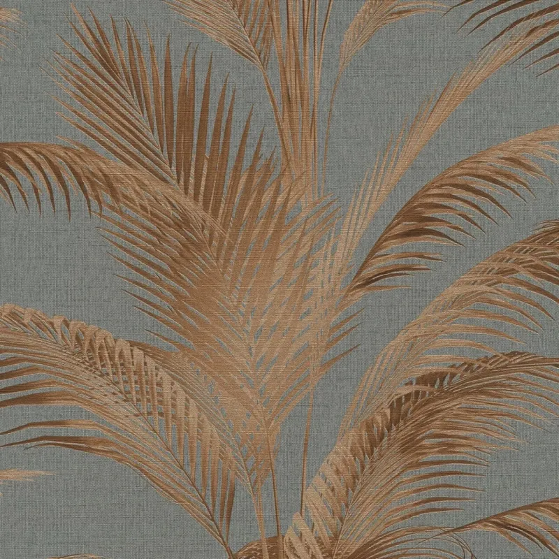 Metallic Palms Wallpaper Copper-brown