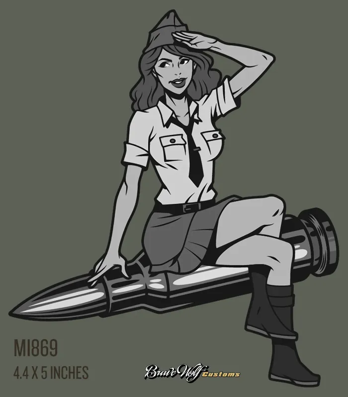 Military Pin-up 869-B&W Anywhere Decal Electricians