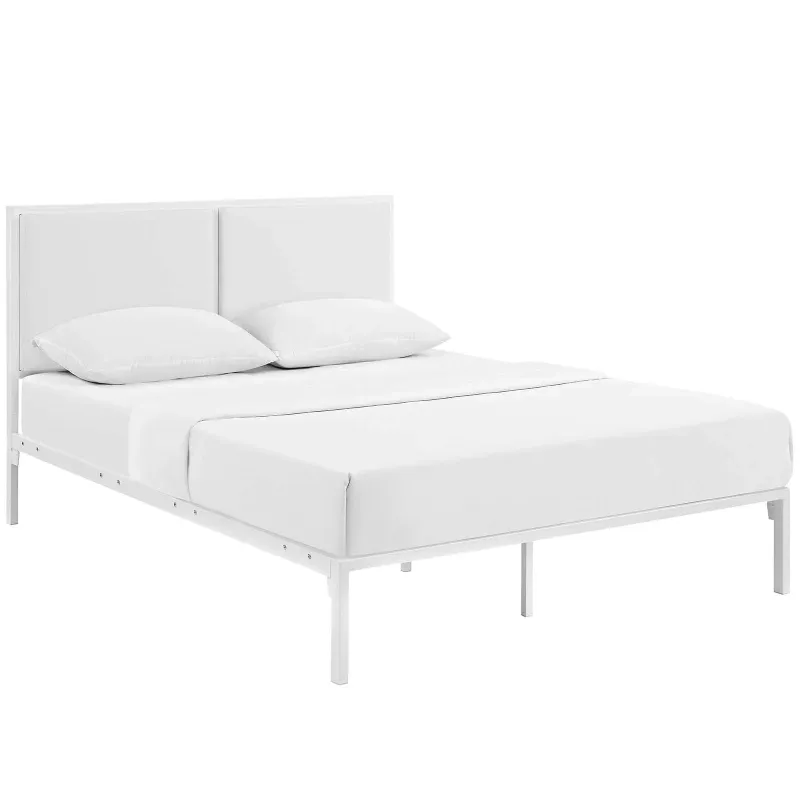 Modway Della King Vinyl Bed Brushed Nickel