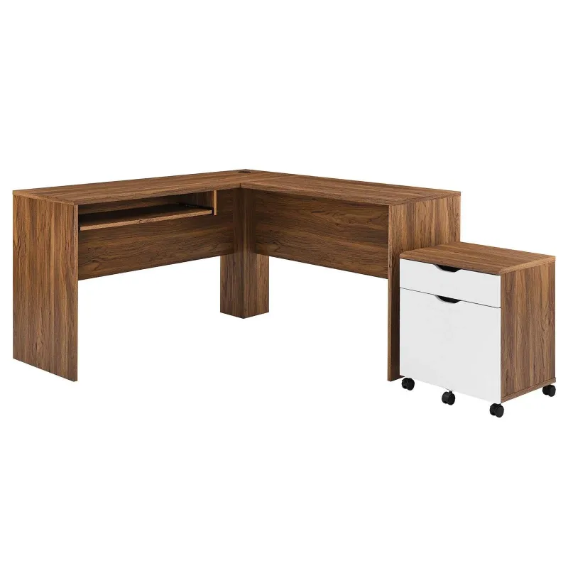 Modway Envision Wood Desk and File Cabinet Adjust