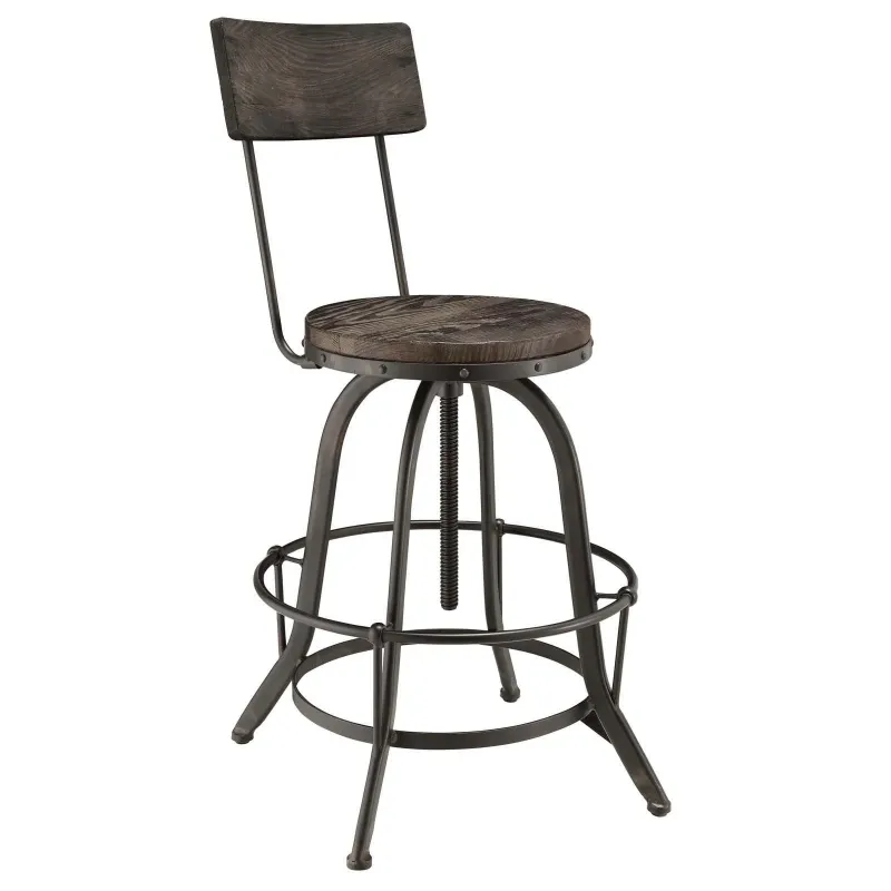 Modway Procure Wood Bar Stool Work Light