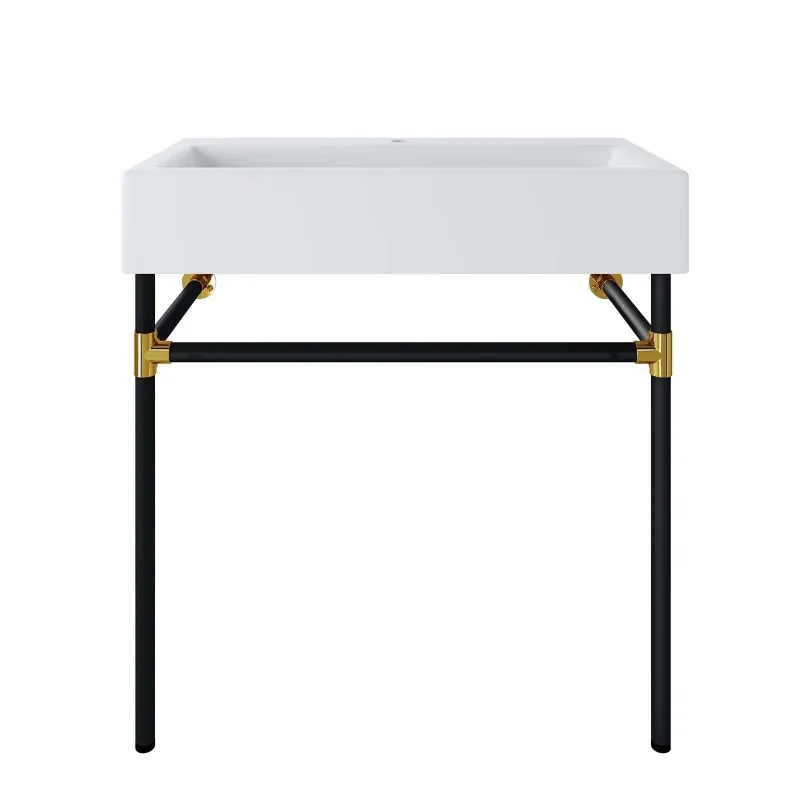 Modway Redeem 32" Black Stain-resistant Steel Wall-Mount Bathroom Vanity