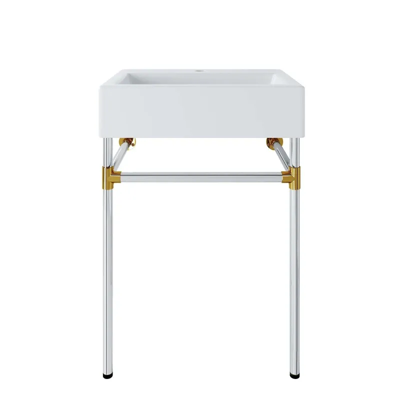 Modway Redeem 24" Silver Stainless Alloy Wall-Mount Bathroom Vanity