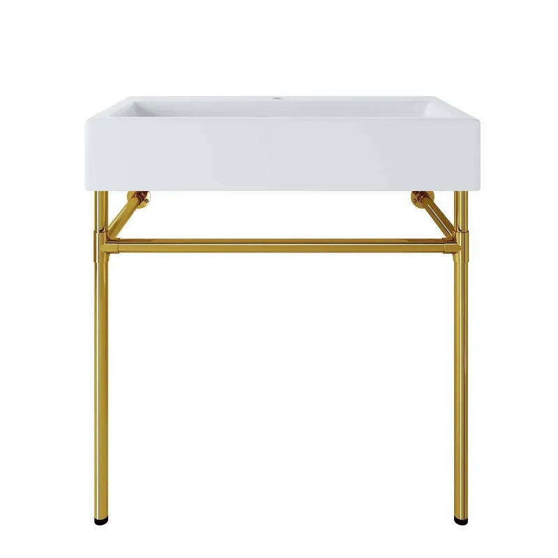 Modway Redeem 32" Wall-Mount Gold Stainless Chromed Bathroom Vanity