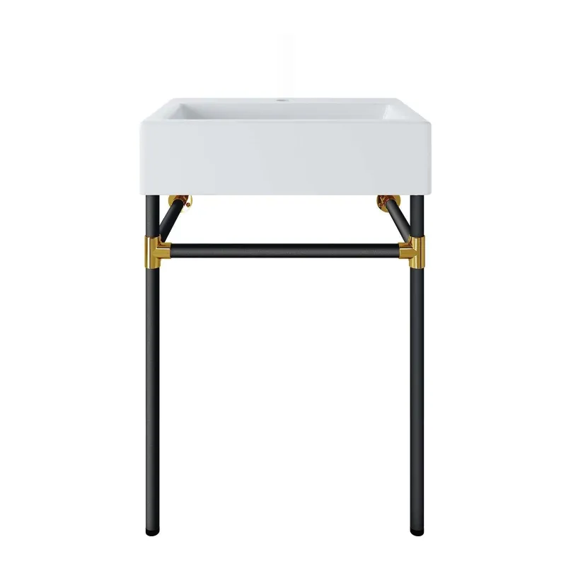 Modway Redeem 24" Wall-Mount Onyx Stainless Steel Bathroom Vanity