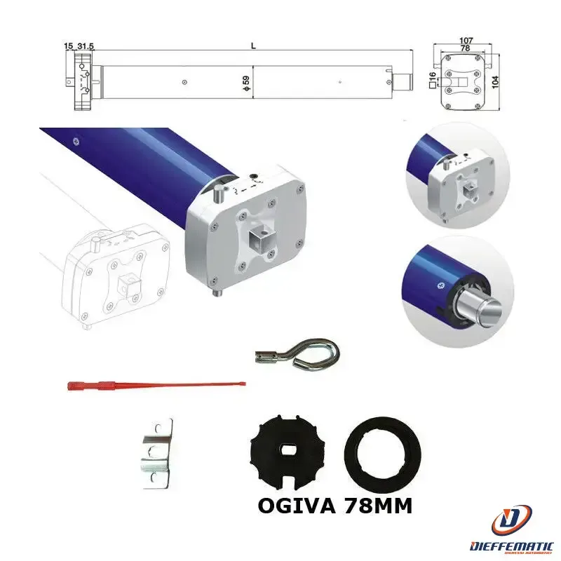 Motore Tende Tenda Da Sole 150 Kg 80 Nm Manovra Emergenza Di Soccorso 78 Ogiva