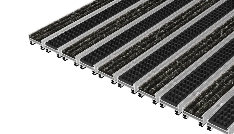 Multi-Function Top Disinfect Trend Aluminum Entrance Matting - 17mm Ribbed Carpet & Cassette Brush