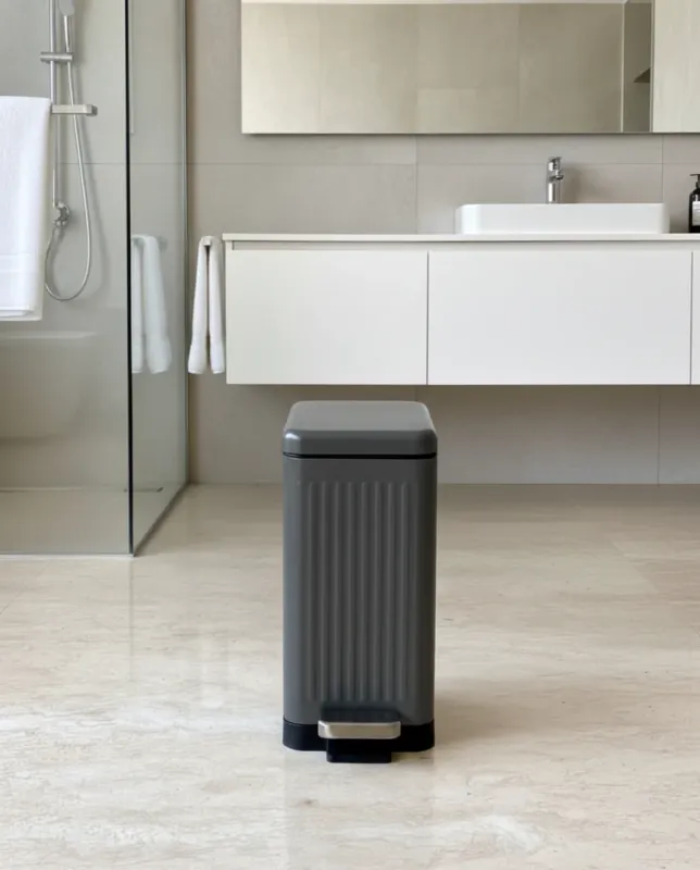 Multi-Function Up-to-date Grey Rectangular Step Dustbin Soft Close Lid