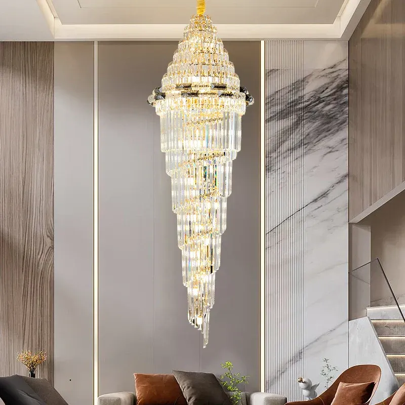 Multi-Purpose Afralia™ Contemporary Crystal Duplex Villa Chandelier Luxury Living Room