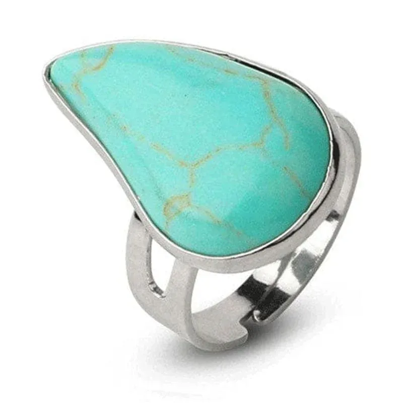 Multi-Purpose Anel old-school pedra turquesa