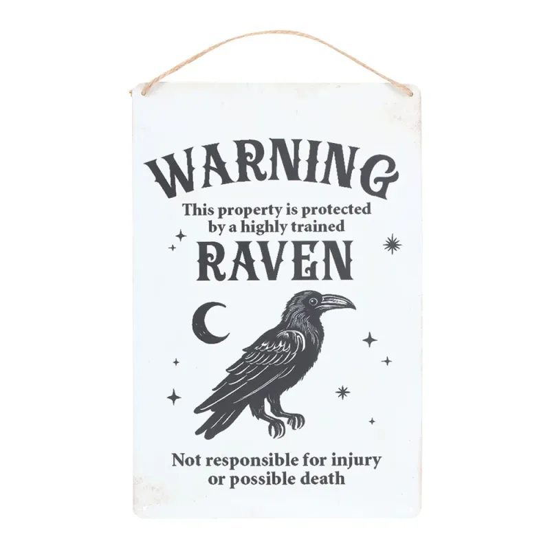 Multi-Purpose Guarded Raven Hanging Sign