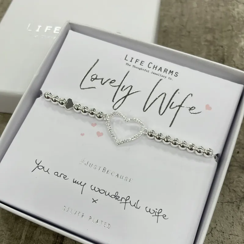 Multi-Purpose Life Charm Bracelet - ‘Lovely Wife’