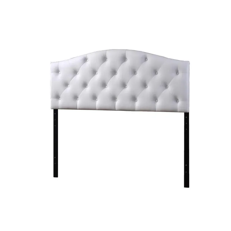 Myra Current and Contemporary Full Size White Faux Leather Upholstered Button-tufted Scalloped Headboard