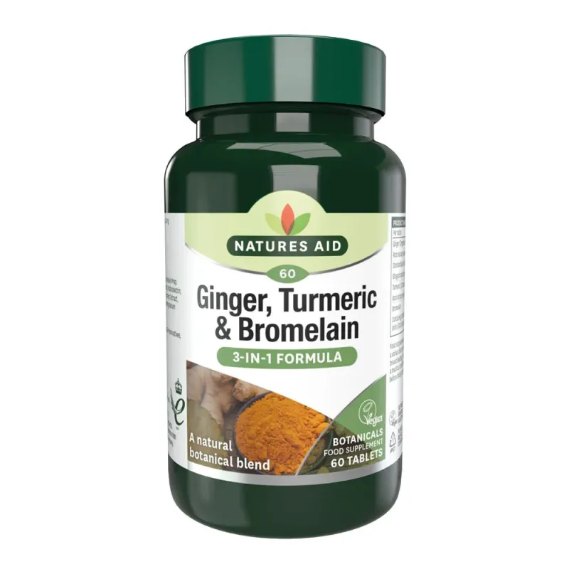 Natures Aid | Ginger Turmeric & Bromelain | 60 tablet