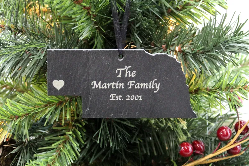 Nebraska Slate Christmas Ornament - 20V