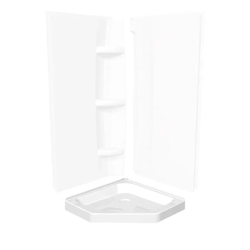 Neo-Angle Base 40 3 . 40 x 40 Plastic glass Corner Left or Right Shower Base Corner Drain White