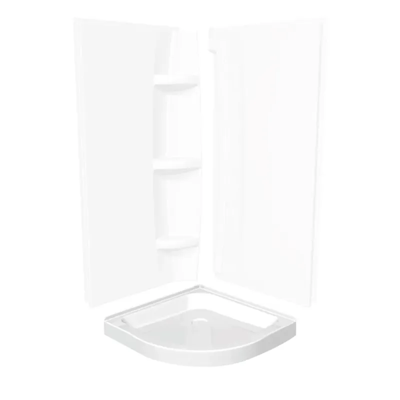 Neo-Round Base 40 3 . 40 x 40 Plexiglass Corner Left or Right Shower Base Corner Drain White