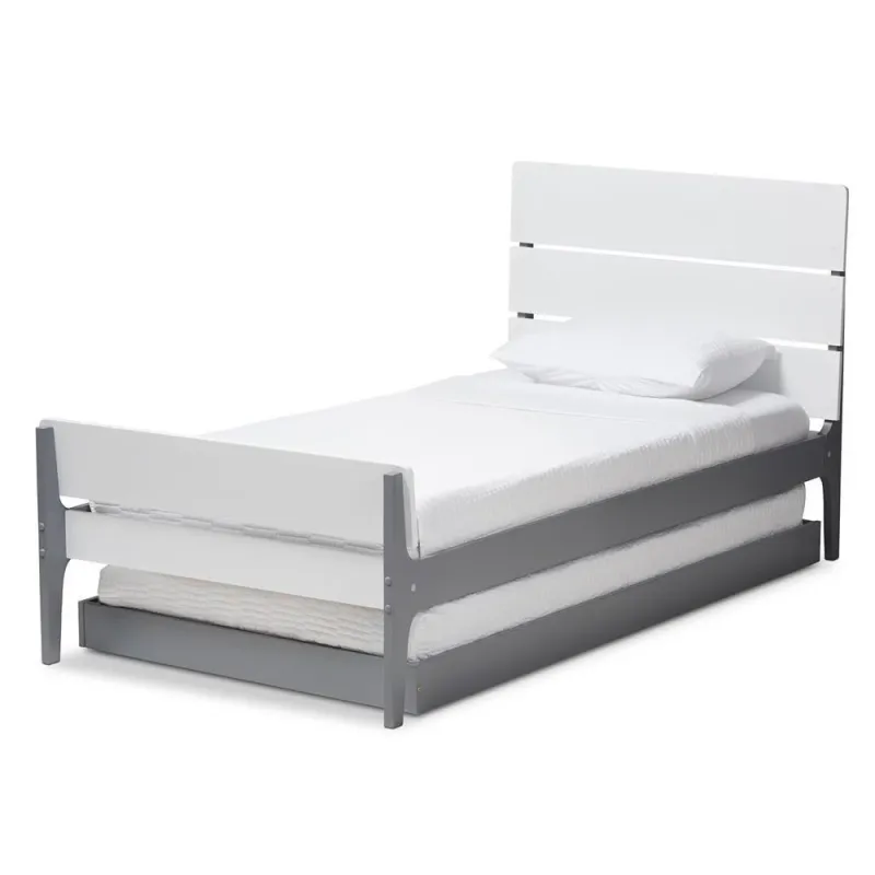 Nereida Today's Classic Mission Style White and Grey-Finished Wood Twin Platform Bed