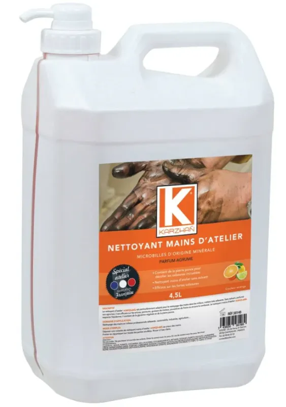 Nettoyant mains d'atelier Karzhan apricot parfum agrume 4,5L avec pompe Home & Workshop