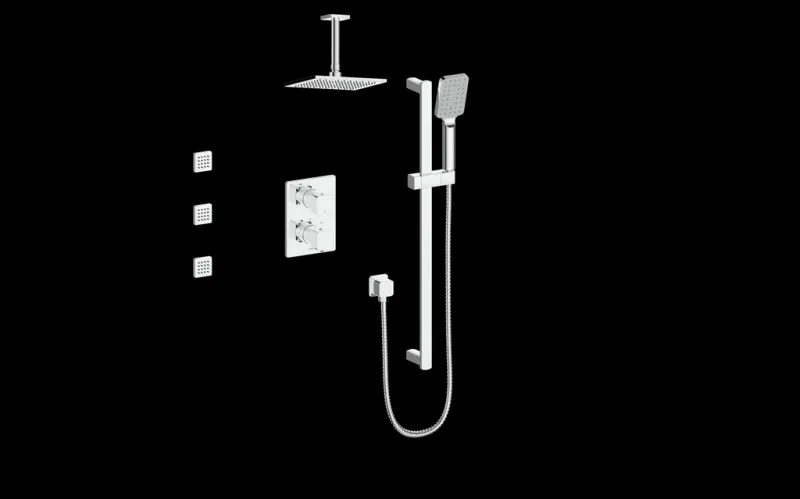 NIVEAU 3-WAY TH SHOWER KIT BODY JETS 6" CEILING ARM N/ Work Light