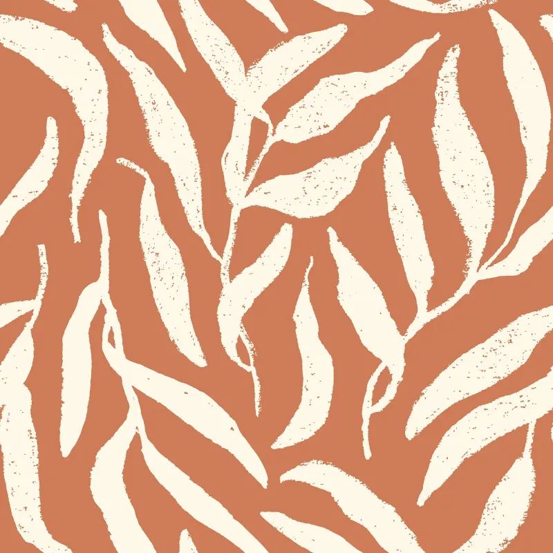 Olive Leaf Wallpaper Cream on Terracotta