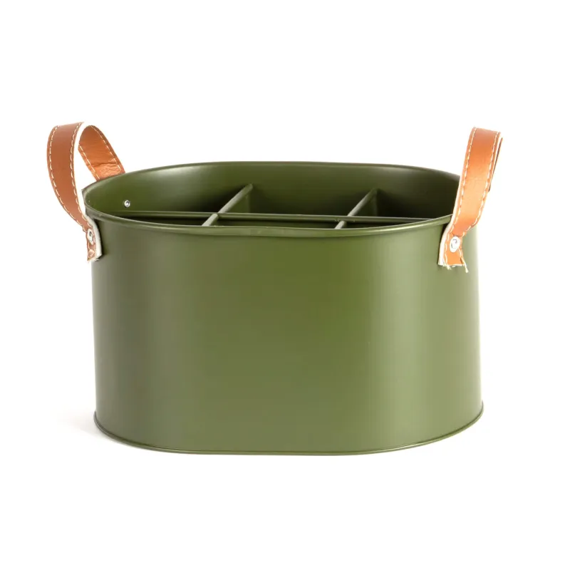 Olive Steel Divided Caddy