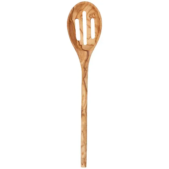 Olive Wood Slotted Spoon Quick-Release