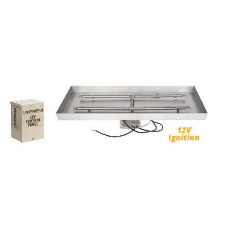 Outdoor Plus Rectangular Lip-less Drop- Pan & SS "H" Burner Electronic Ignition Kit Storage Case