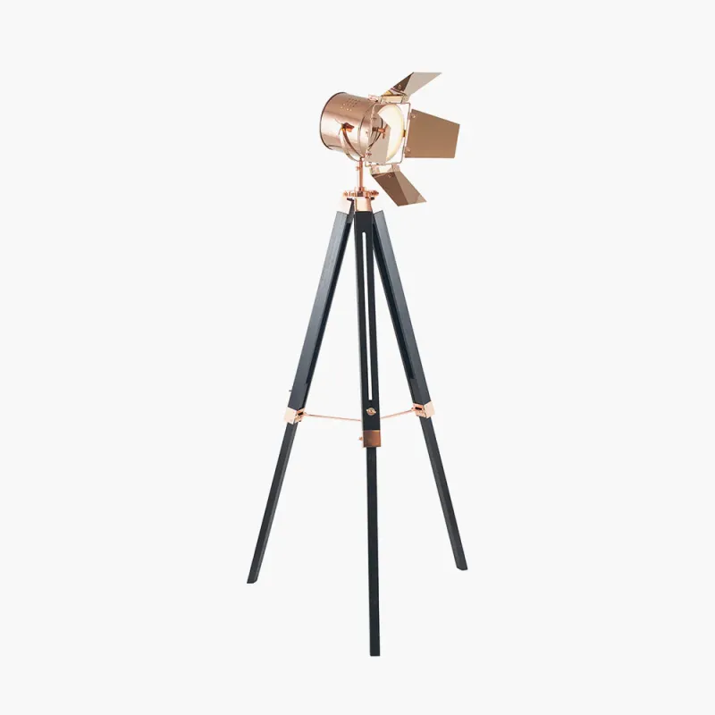 Pacific Lifestyle Hereford Copper and Ebony Tripod Floor Lamp