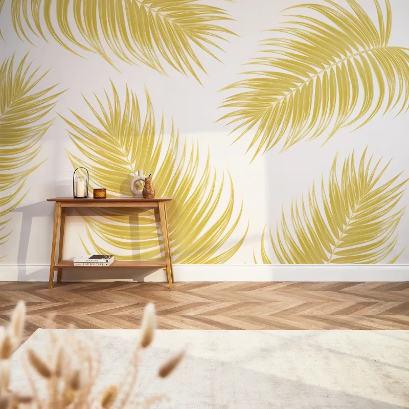 Paradise Palm Fronds Complete Wall Mural Golden Yellow