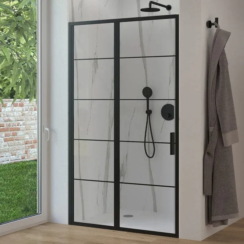Paroi de douche fixe + porte pivotante STUROTEC 3060 100 x 200 cm finition noir mat 40-Piece Bit Set