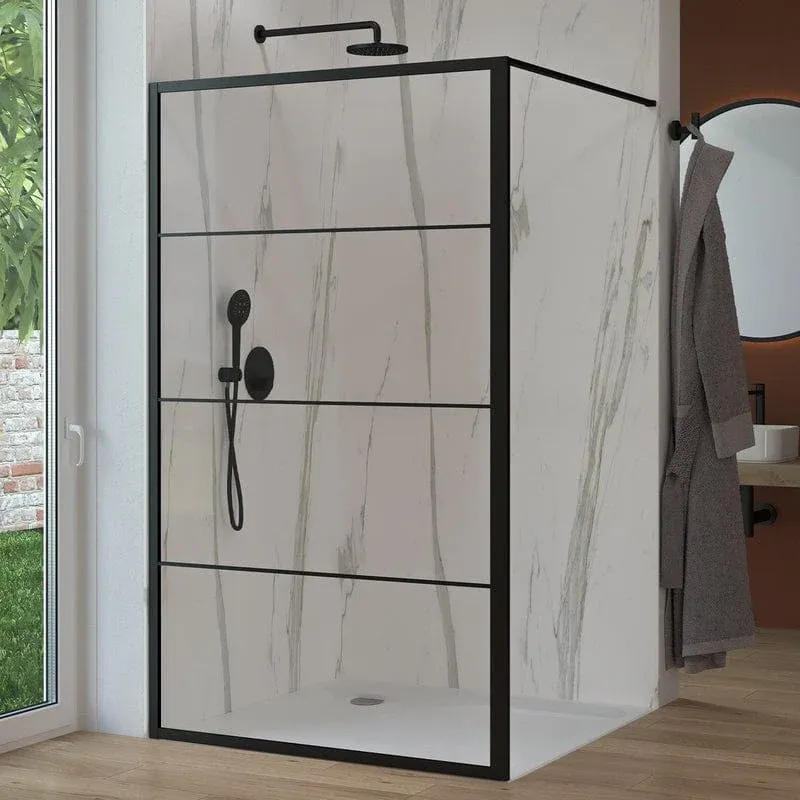 Paroi de douche fixe STUROTEC 3060 110 x 200 cm finition noir mat