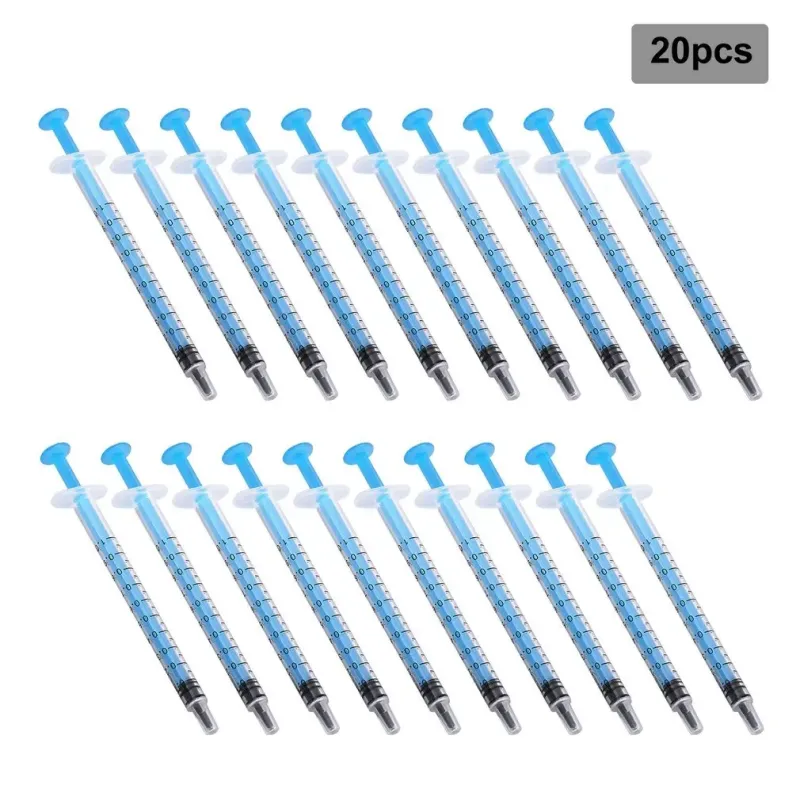 20 Pcs Little 1 mL Plastic Hydroponics Analyze Disposable Measuring Nutrient Syringe epoxy resin syringe Cover Measuring