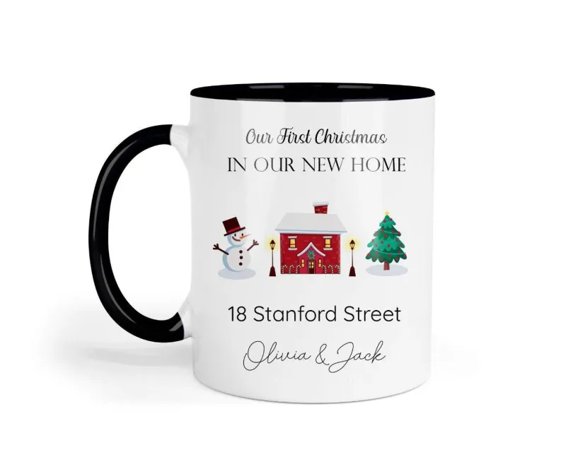 Personalised First Christmas New Home Mug & Coaster Place