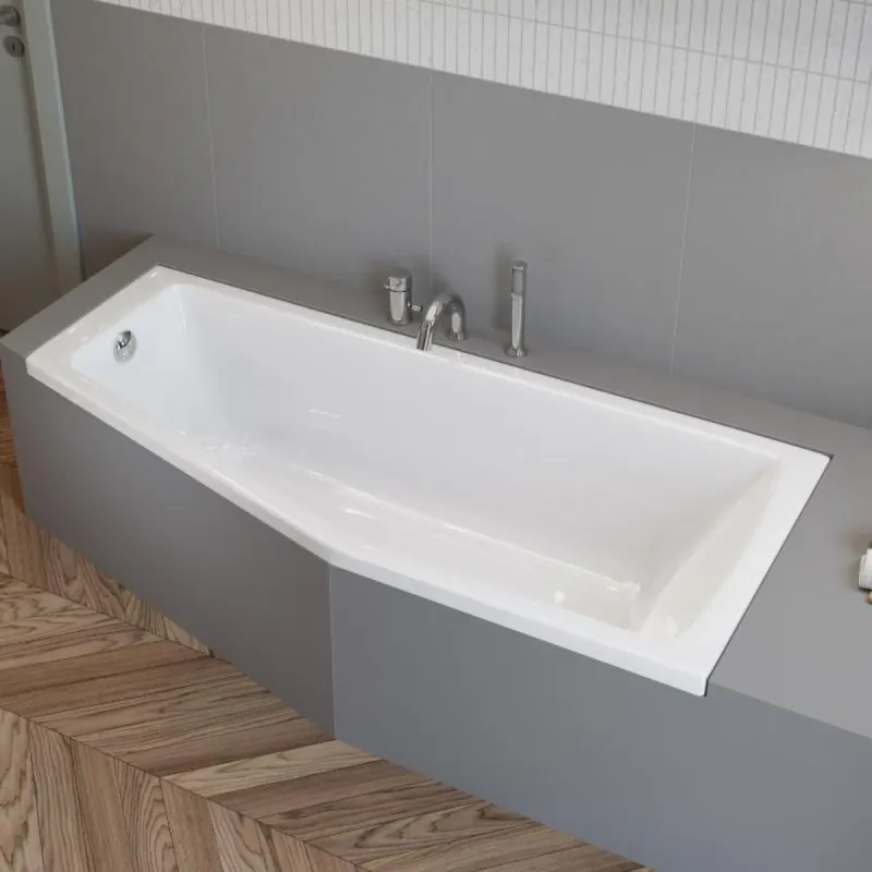 Pianura Baignoire gain de install Gina 170 x 75 cm, coin droit, Blanc