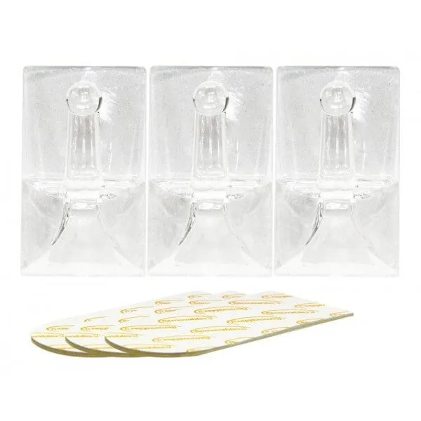 3 Piece Adhesive Washable Hooks 45 x 25mm