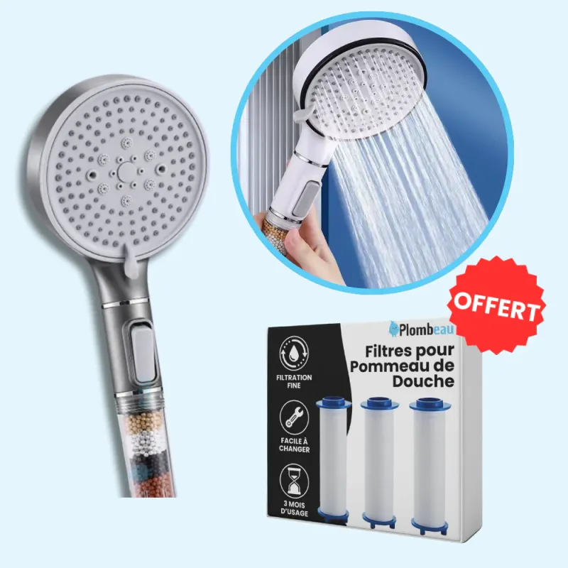 Pommeau de Douche Anti Calcaire Gris Compatible DeWALT Batteries