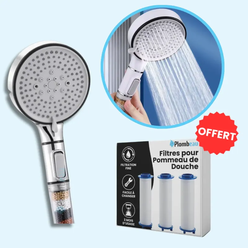 Pommeau de Douche Anti Calcaire Shiny metal