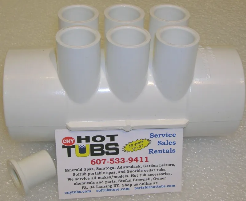 6 port 1/2 inch X 2 inch PVC Manifold