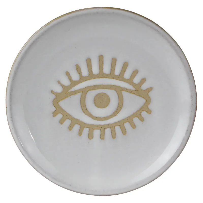 Pottery Evil Eye Tray Brushed Nickel