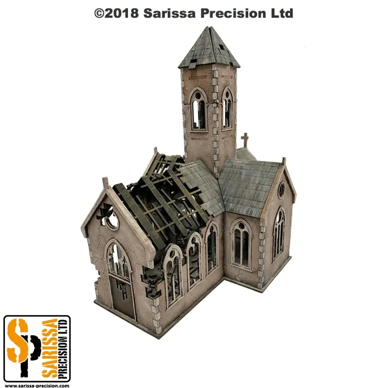 Precision Destroyed Village Church - 20mm