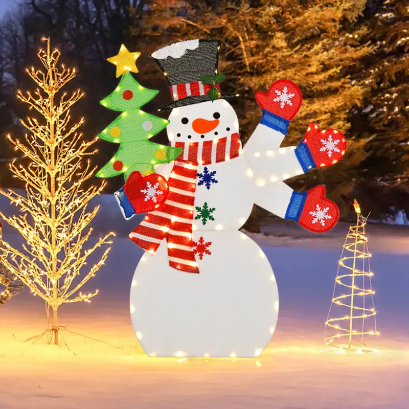 4' Pre-Lit Snowman Decoration Waving Hand