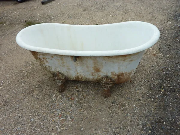Premium Quality French Cast iron Boat Bath on Ornate Feet C.1870