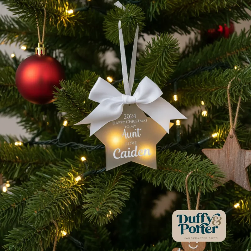 Premium Quality Personalised Aunt Christmas Star Decoration